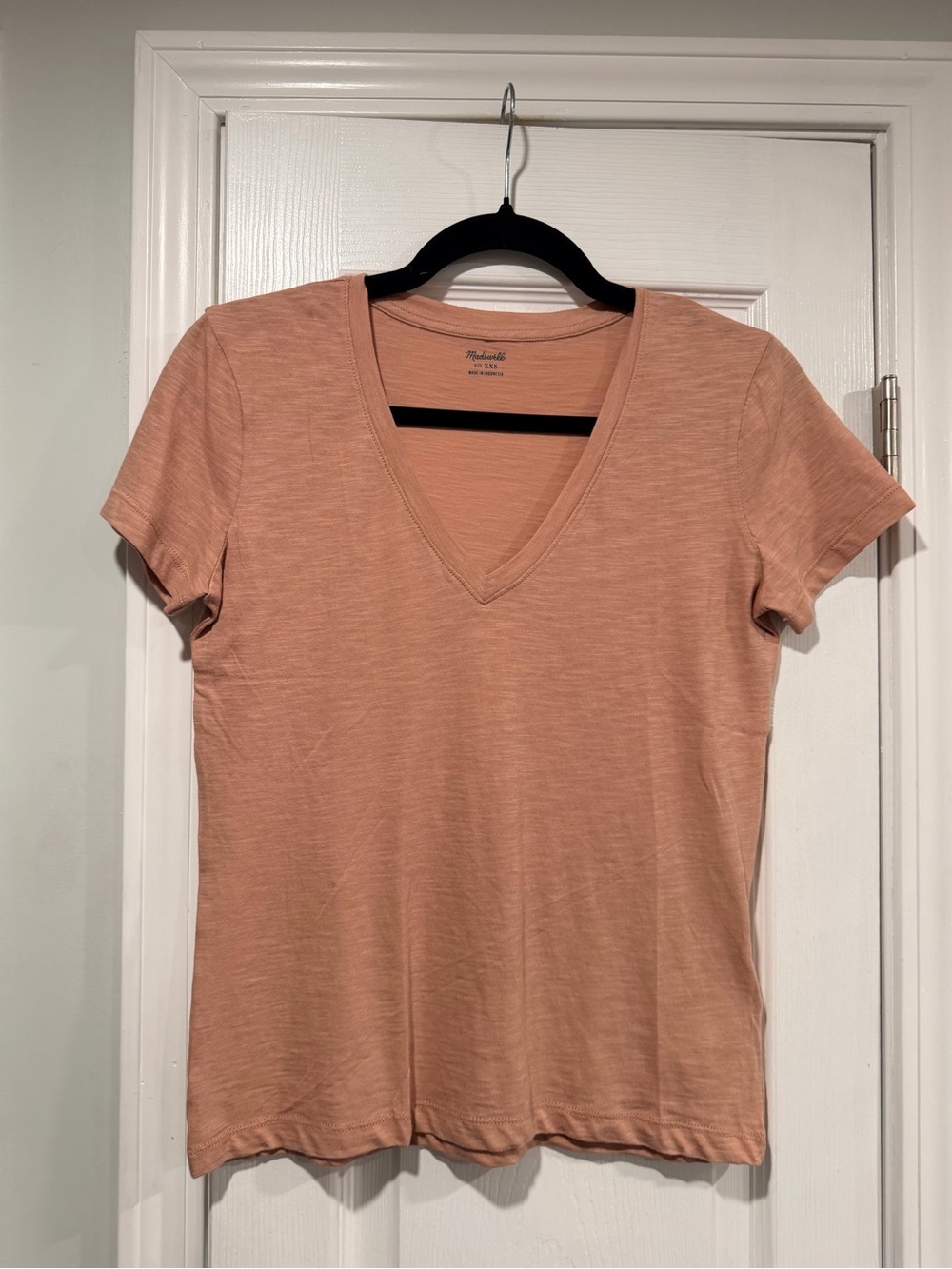 NWOT Madewell Size XXS Pink Clay V Neck Short Sleeve Slub Cotton Tee Shirt